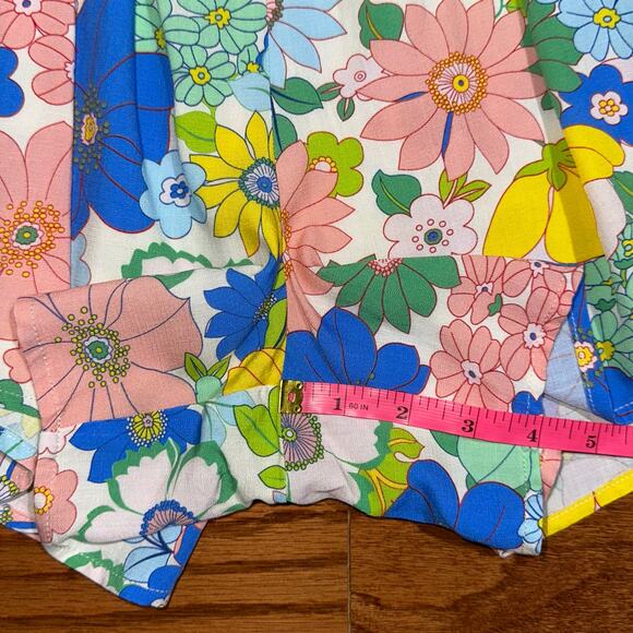 Pink Lily Floral Strapless Smocked Ruffle Summer Romper Size Large - Picture 15 of 15